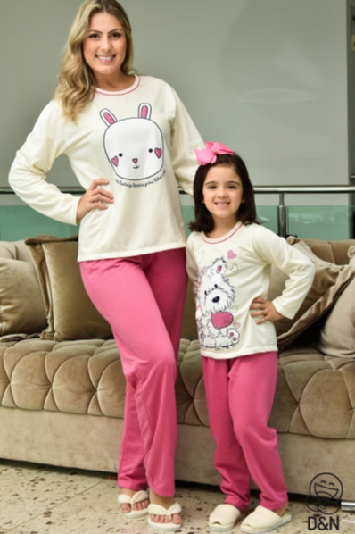 PIJAMA LONGO MOLETIM ADULTOÂ E INFANTIL